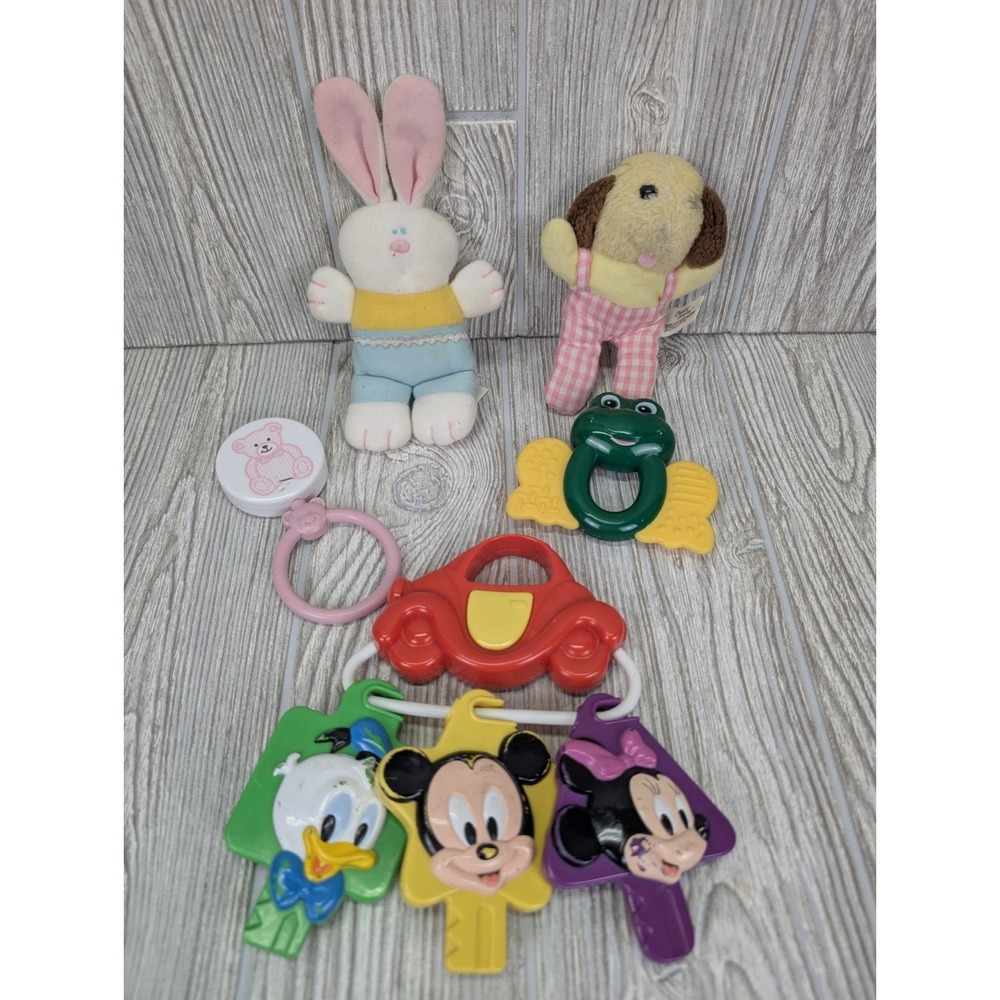 Vintage Baby Toys Lot Mickey Mouse Minnie Donald Duck Rattle Teether 80s 90s